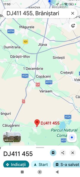 Ilfov Calugareni (Branistari) de vanzare casa 1.500 mp, cadastru intabulare
